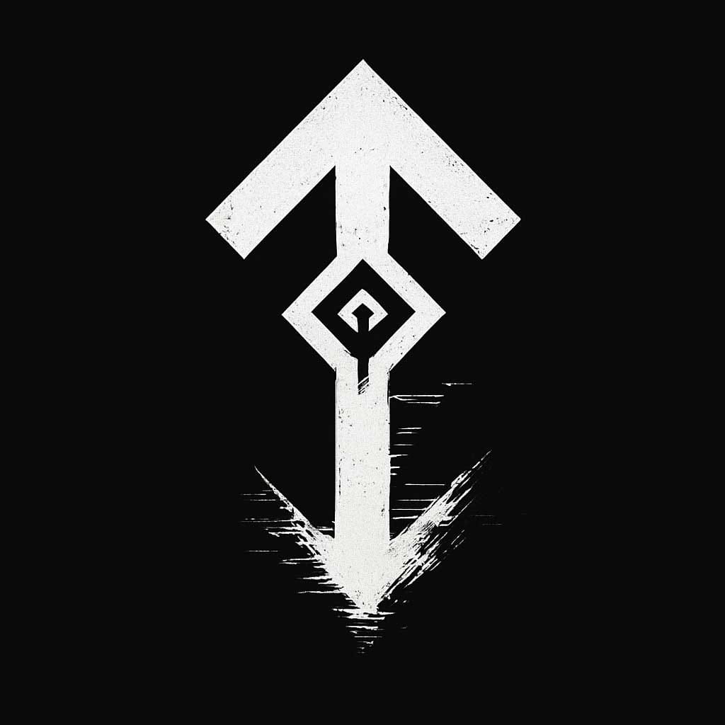 White and black Tiwaz Rune in reflection